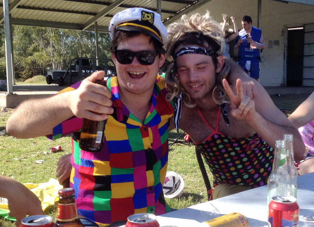 DROWNING THE SORROWS: Celebrating Silly Sunday with Emerald Rams captain Sam Thomasson following a grand final loss. DROWNING THE SORROWS: Celebrating Silly Sunday with Emerald Rams captain Sam Thomasson following a grand final loss.